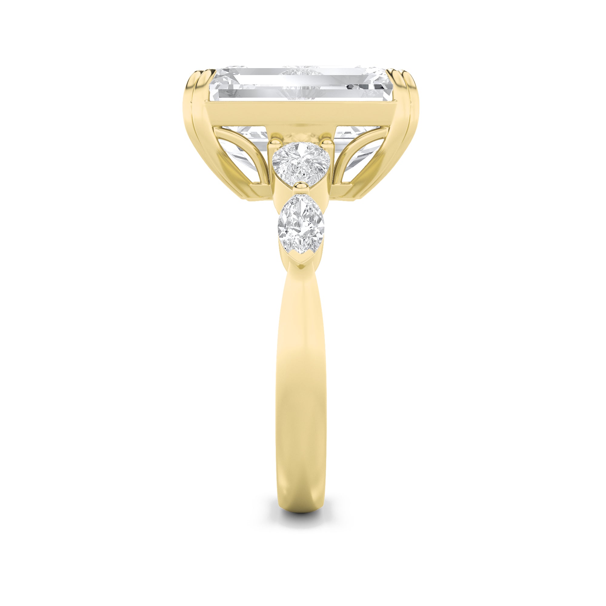 8.5CTW Emerald Shaped Lab Grown Diamond (G/VS) Bold Statement Accented Ring in 14K Gold