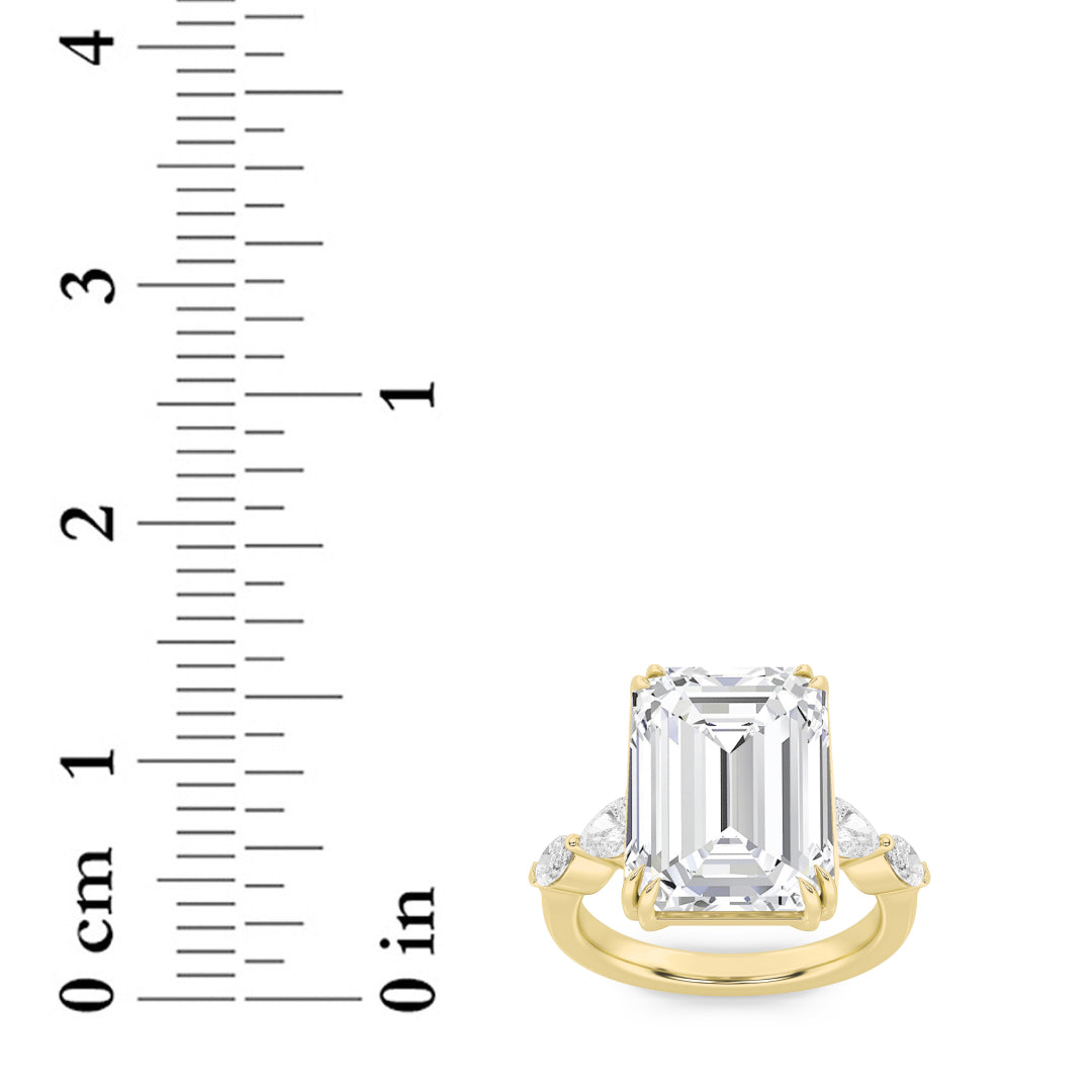 8.5CTW Emerald Shaped Lab Grown Diamond (G/VS) Bold Statement Accented Ring in 14K Gold