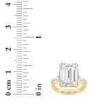 8.5CTW Emerald Shaped Lab Grown Diamond (G/VS) Bold Statement Accented Ring in 14K Gold