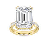 10.25CTW Emerald Shaped Lab Grown Diamond (G/VS) Bold Statement Accented Ring in 14K Gold