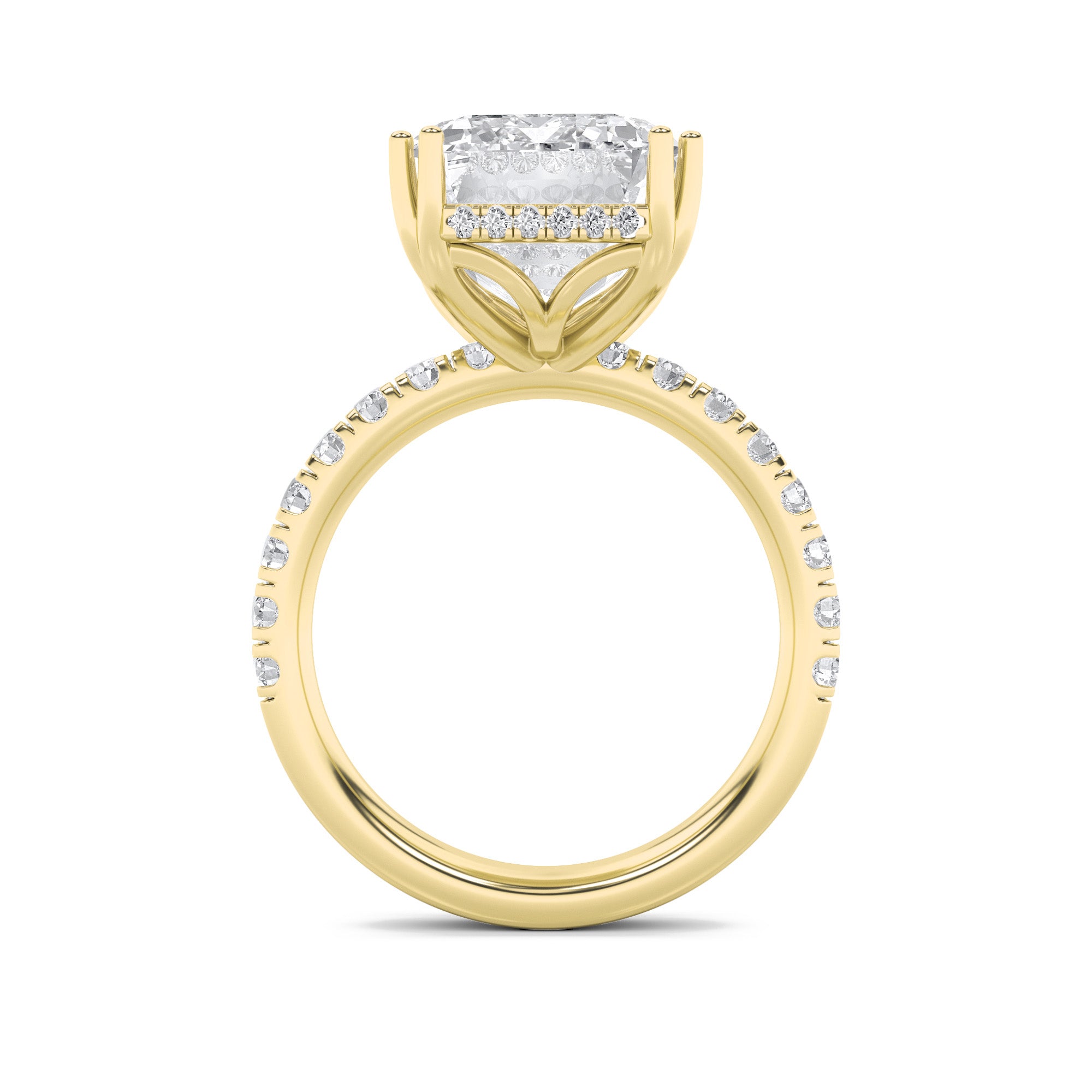 10.25CTW Emerald Shaped Lab Grown Diamond (G/VS) Bold Statement Accented Ring in 14K Gold