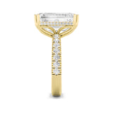 10.25CTW Emerald Shaped Lab Grown Diamond (G/VS) Bold Statement Accented Ring in 14K Gold