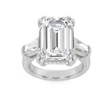 9CTW Emerald Shaped Lab Grown Diamond (F/VS) Bold Statement Accented Ring in 14K Gold