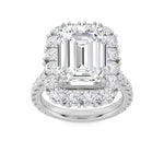 7.25CTW Emerald Shaped Lab Grown Diamond (F/VS) Bold Statement Accented  Ring in 14K Gold