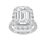 7.25CTW Emerald Shaped Lab Grown Diamond (F/VS) Bold Statement Accented  Ring in 14K Gold