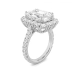 7.25CTW Emerald Shaped Lab Grown Diamond (F/VS) Bold Statement Accented  Ring in 14K Gold