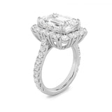 7.25CTW Emerald Shaped Lab Grown Diamond (F/VS) Bold Statement Accented  Ring in 14K Gold