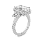 7CTW Emerald Shaped Lab Grown Diamond (F/VS) Bold Accented Engagement Ring in 14K Gold