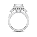 7CTW Emerald Shaped Lab Grown Diamond (F/VS) Bold Accented Engagement Ring in 14K Gold