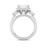 7CTW Emerald Shaped Lab Grown Diamond (F/VS) Bold Accented Engagement Ring in 14K Gold