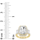 7CTW Radiant Shaped Lab Grown Diamond (G/VS) Bold Accented Engagement Ring in 14K Gold