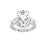 6.5CTW Elongated Cushion Shaped Lab Grown Diamond (F/VS) Bold Accented Engagement Ring in 14K Gold