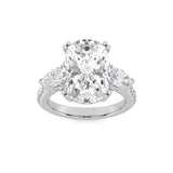 6.5CTW Elongated Cushion Shaped Lab Grown Diamond (F/VS) Bold Accented Engagement Ring in 14K Gold