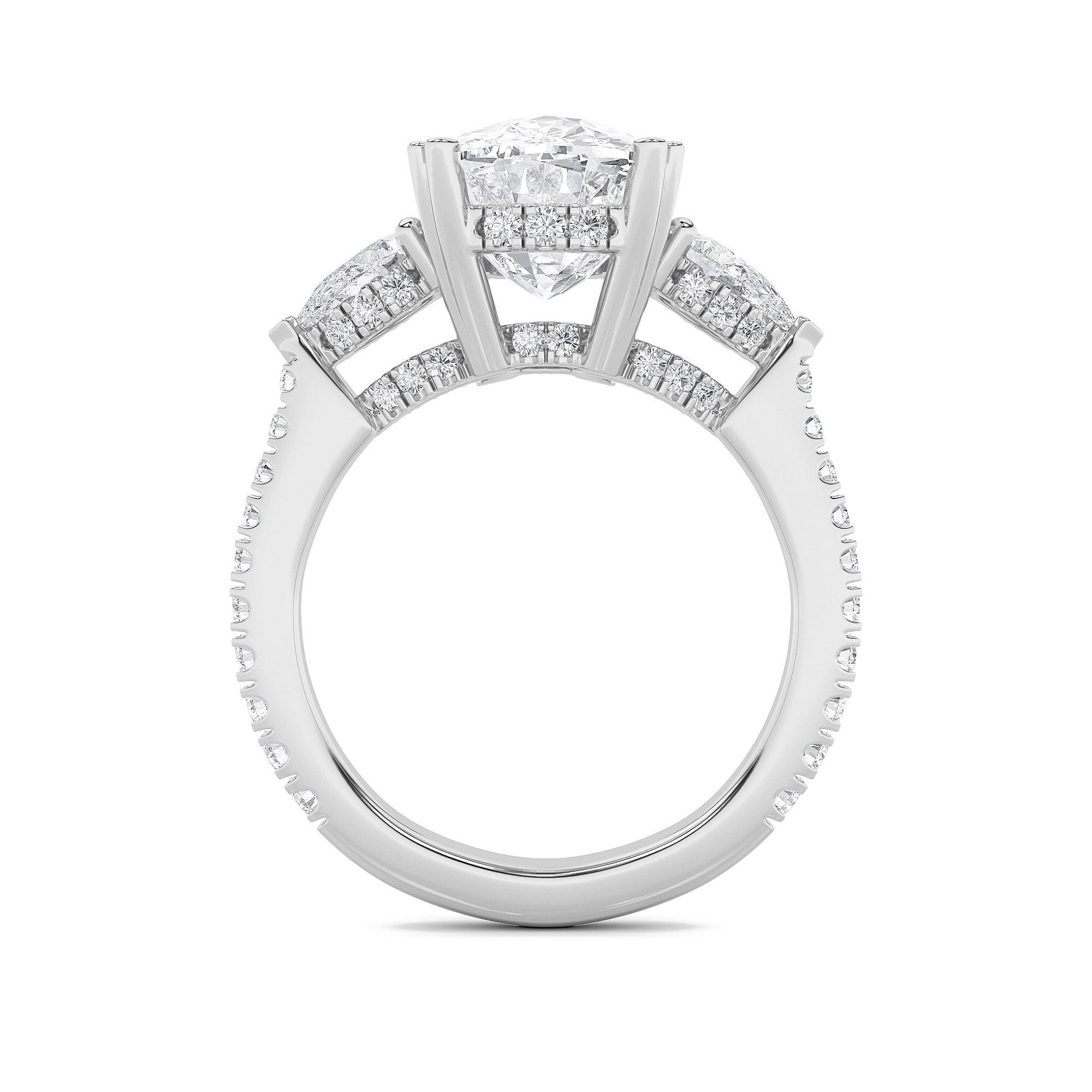 6.5CTW Elongated Cushion Shaped Lab Grown Diamond (F/VS) Bold Accented Engagement Ring in 14K Gold