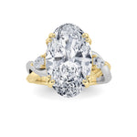 6.25CTW Oval Shaped Lab Grown Diamond (F/VS) Bold Accented Engagement Ring in 14K Gold