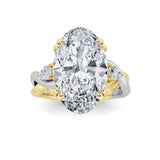 6.25CTW Oval Shaped Lab Grown Diamond (F/VS) Bold Accented Engagement Ring in 14K Gold