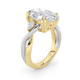 6.25CTW Oval Shaped Lab Grown Diamond (F/VS) Bold Accented Engagement Ring in 14K Gold