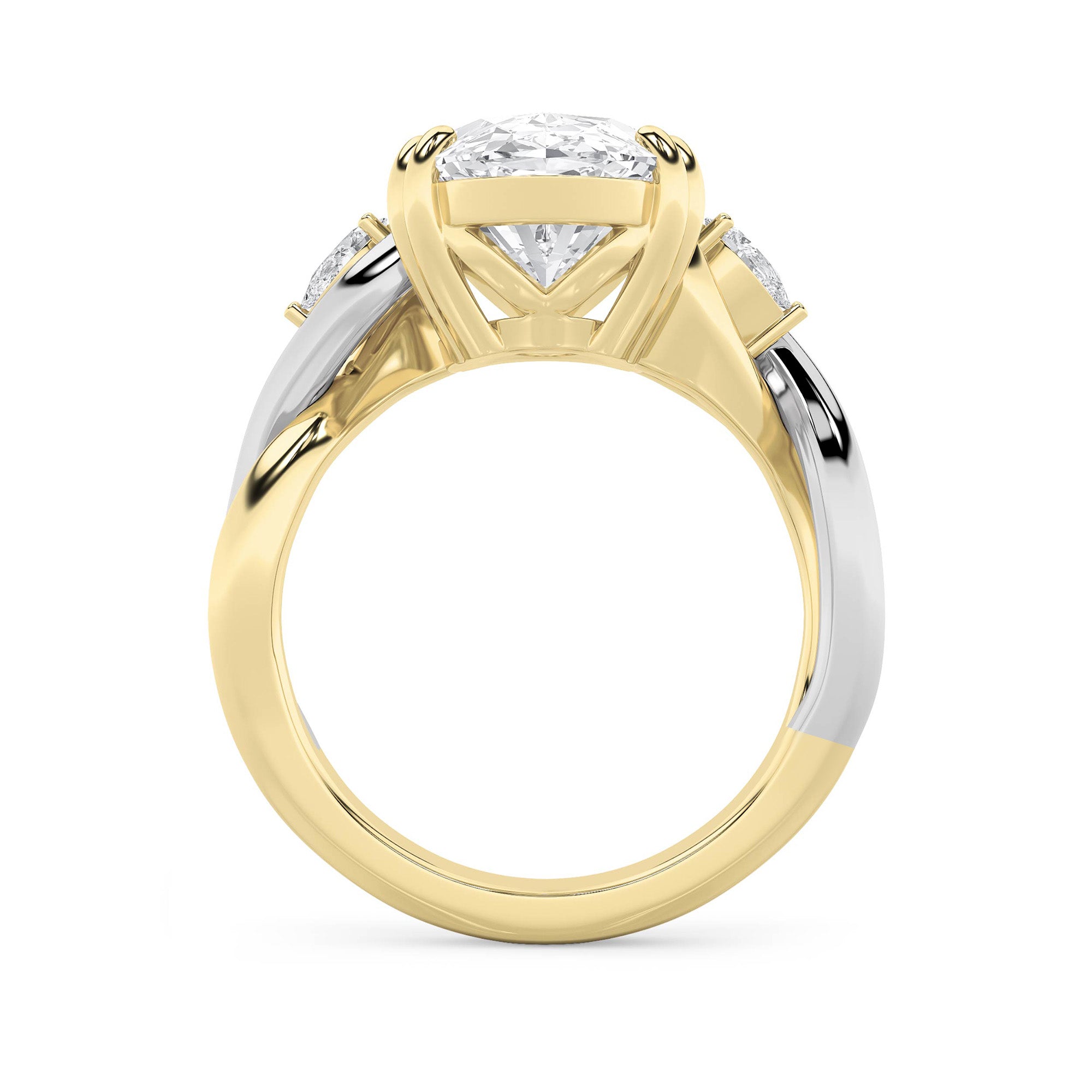 6.25CTW Oval Shaped Lab Grown Diamond (F/VS) Bold Accented Engagement Ring in 14K Gold