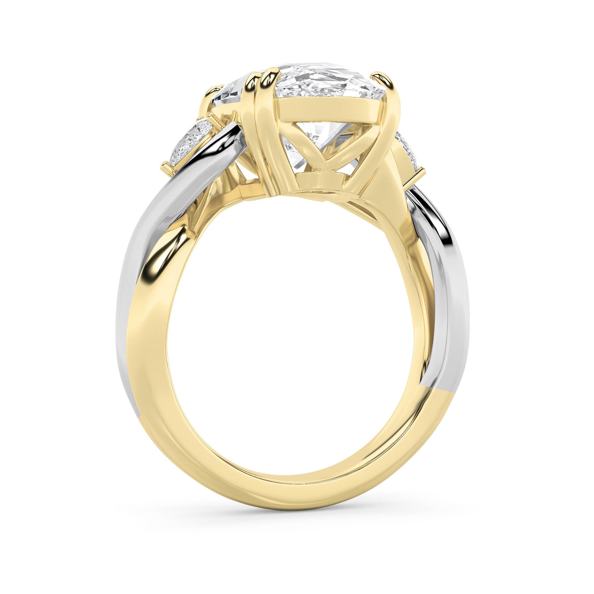 6.25CTW Oval Shaped Lab Grown Diamond (F/VS) Bold Accented Engagement Ring in 14K Gold