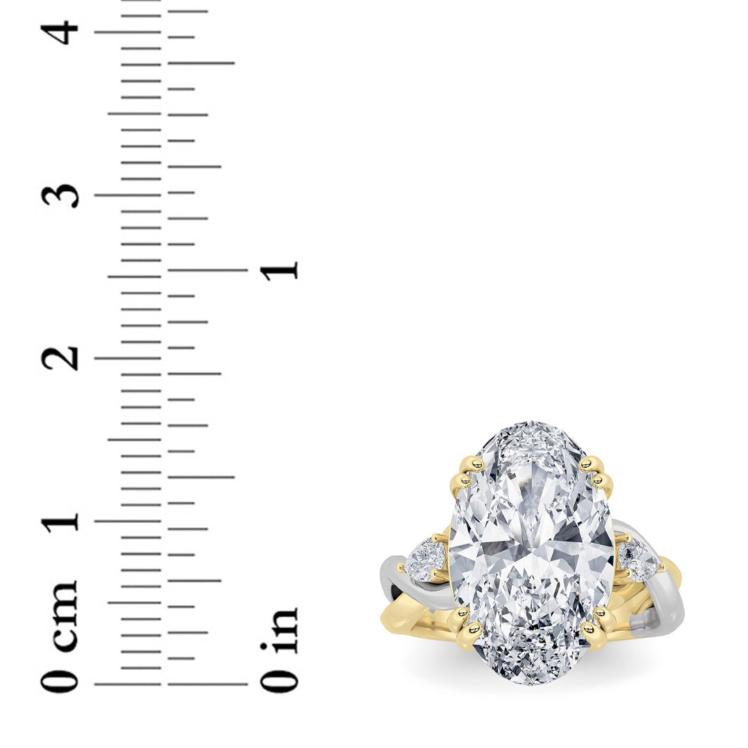 6.25CTW Oval Shaped Lab Grown Diamond (F/VS) Bold Accented Engagement Ring in 14K Gold