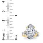 6.25CTW Oval Shaped Lab Grown Diamond (F/VS) Bold Accented Engagement Ring in 14K Gold