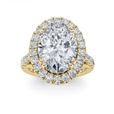 6CTW Oval Shaped Lab Grown Diamond (G/VS) Bold Accented Engagement Ring in 14K Gold