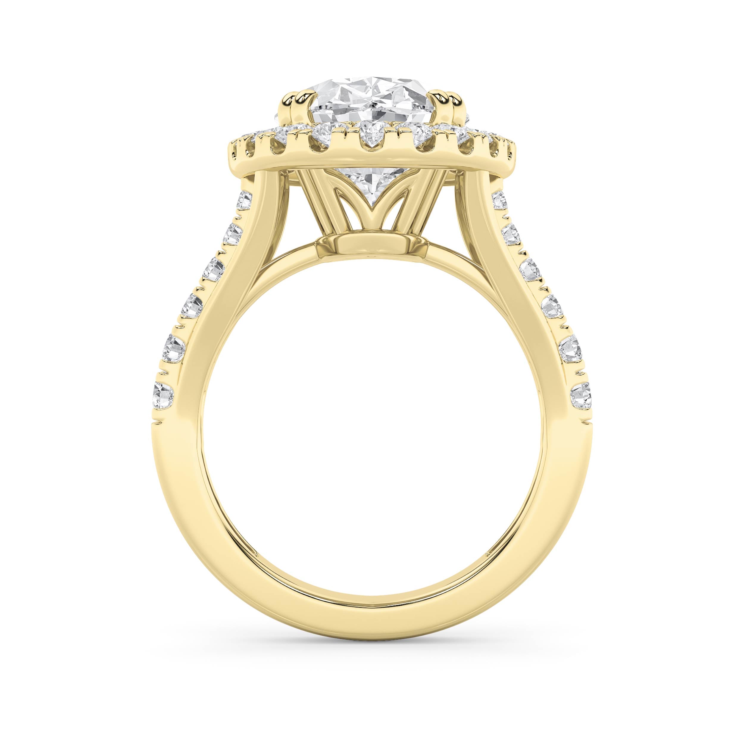 6CTW Oval Shaped Lab Grown Diamond (G/VS) Bold Accented Engagement Ring in 14K Gold