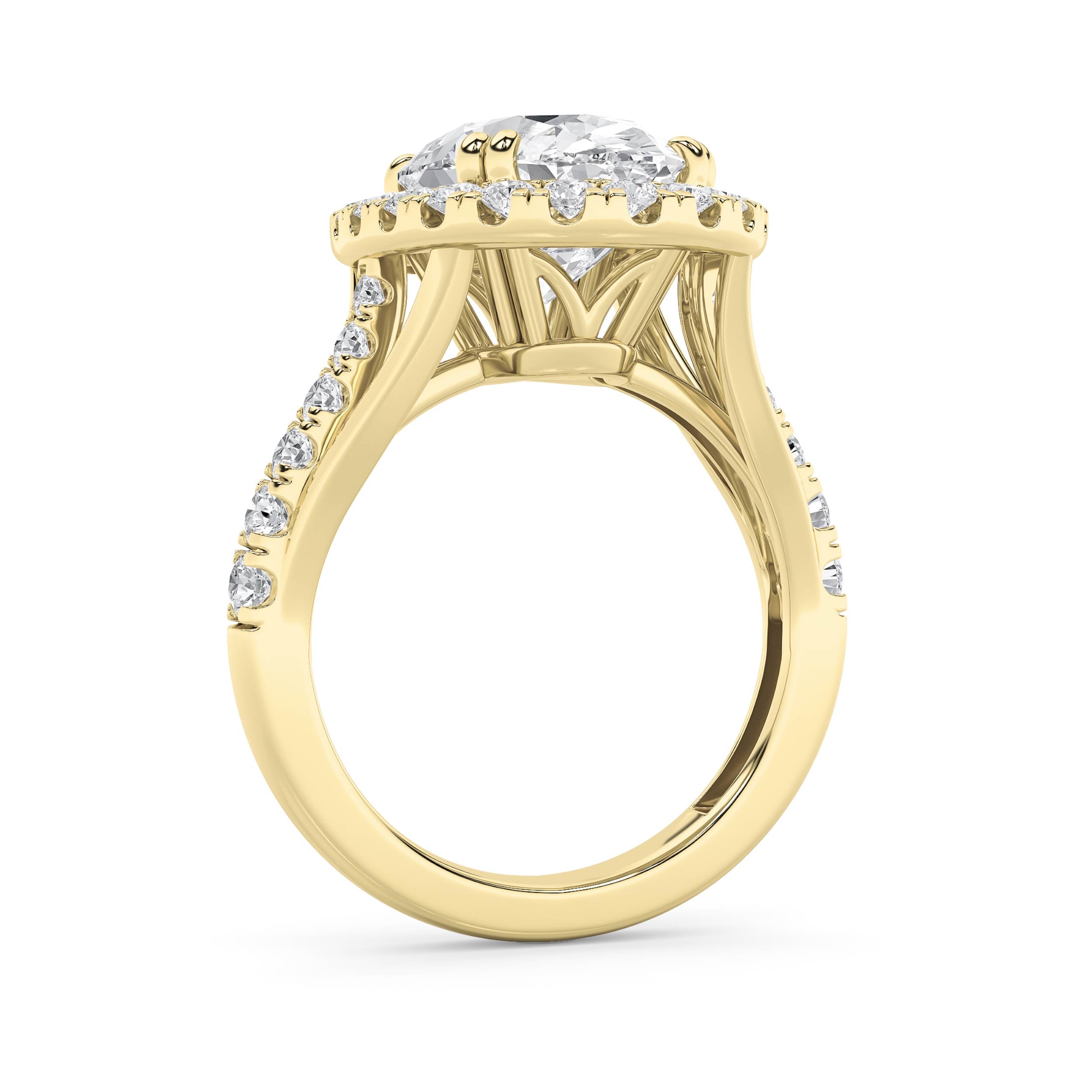 6CTW Oval Shaped Lab Grown Diamond (G/VS) Bold Accented Engagement Ring in 14K Gold