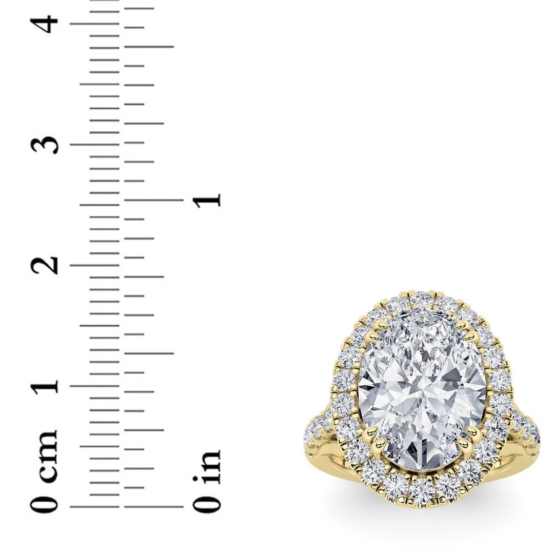 6CTW Oval Shaped Lab Grown Diamond (G/VS) Bold Accented Engagement Ring in 14K Gold