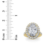 6CTW Oval Shaped Lab Grown Diamond (G/VS) Bold Accented Engagement Ring in 14K Gold