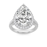 6CTW Pear Shaped Lab Grown Diamond (F/VS) Bold Statement Accented  Ring in 14K Gold