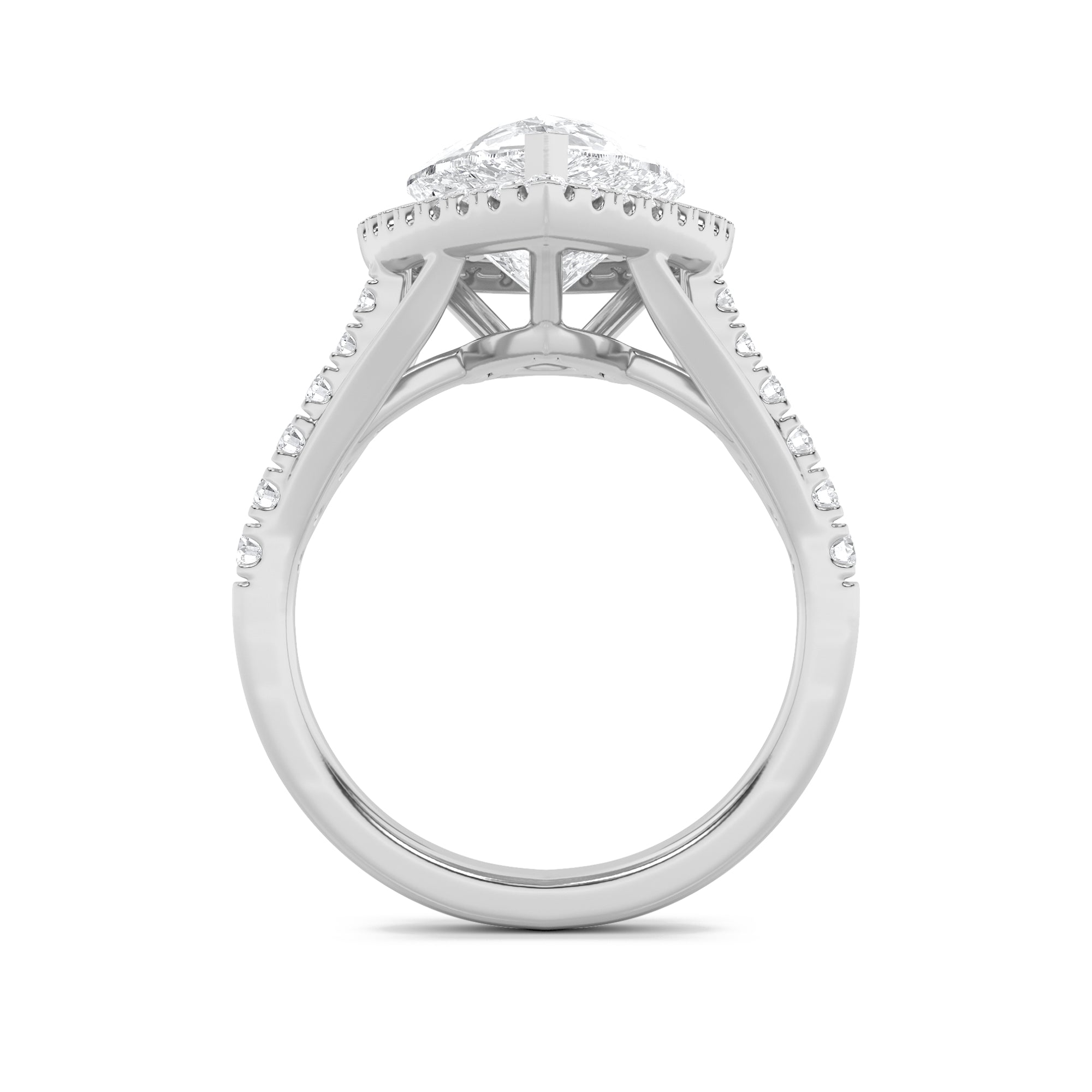 6CTW Pear Shaped Lab Grown Diamond (F/VS) Bold Statement Accented  Ring in 14K Gold