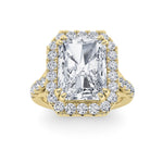 6CTW Radiant Shaped Lab Grown Diamond (G/VS) Bold Accented Engagement Ring in 14K Gold