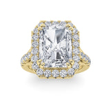6CTW Radiant Shaped Lab Grown Diamond (G/VS) Bold Accented Engagement Ring in 14K Gold