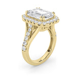 6CTW Radiant Shaped Lab Grown Diamond (G/VS) Bold Accented Engagement Ring in 14K Gold