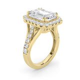 6CTW Radiant Shaped Lab Grown Diamond (G/VS) Bold Accented Engagement Ring in 14K Gold
