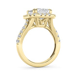 6CTW Radiant Shaped Lab Grown Diamond (G/VS) Bold Accented Engagement Ring in 14K Gold