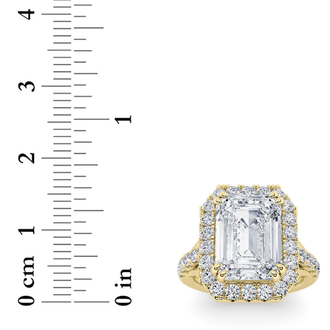 6CTW Radiant Shaped Lab Grown Diamond (G/VS) Bold Accented Engagement Ring in 14K Gold