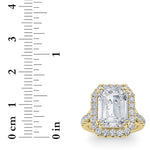 6CTW Radiant Shaped Lab Grown Diamond (G/VS) Bold Accented Engagement Ring in 14K Gold