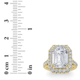 6CTW Radiant Shaped Lab Grown Diamond (G/VS) Bold Accented Engagement Ring in 14K Gold