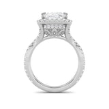 8CTW Emerald Shaped Lab Grown Diamond (F/VS) Bold Statement Accented Ring in 14K Gold