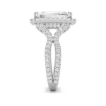 8CTW Emerald Shaped Lab Grown Diamond (F/VS) Bold Statement Accented Ring in 14K Gold