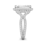 8CTW Emerald Shaped Lab Grown Diamond (F/VS) Bold Statement Accented Ring in 14K Gold