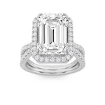 8CTW Emerald Shaped Lab Grown Diamond (G/VS) Bold Statement Accented Ring in 14K Gold