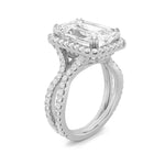 8CTW Emerald Shaped Lab Grown Diamond (G/VS) Bold Statement Accented Ring in 14K Gold