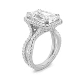 8CTW Emerald Shaped Lab Grown Diamond (G/VS) Bold Statement Accented Ring in 14K Gold