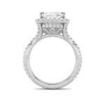 8CTW Emerald Shaped Lab Grown Diamond (G/VS) Bold Statement Accented Ring in 14K Gold