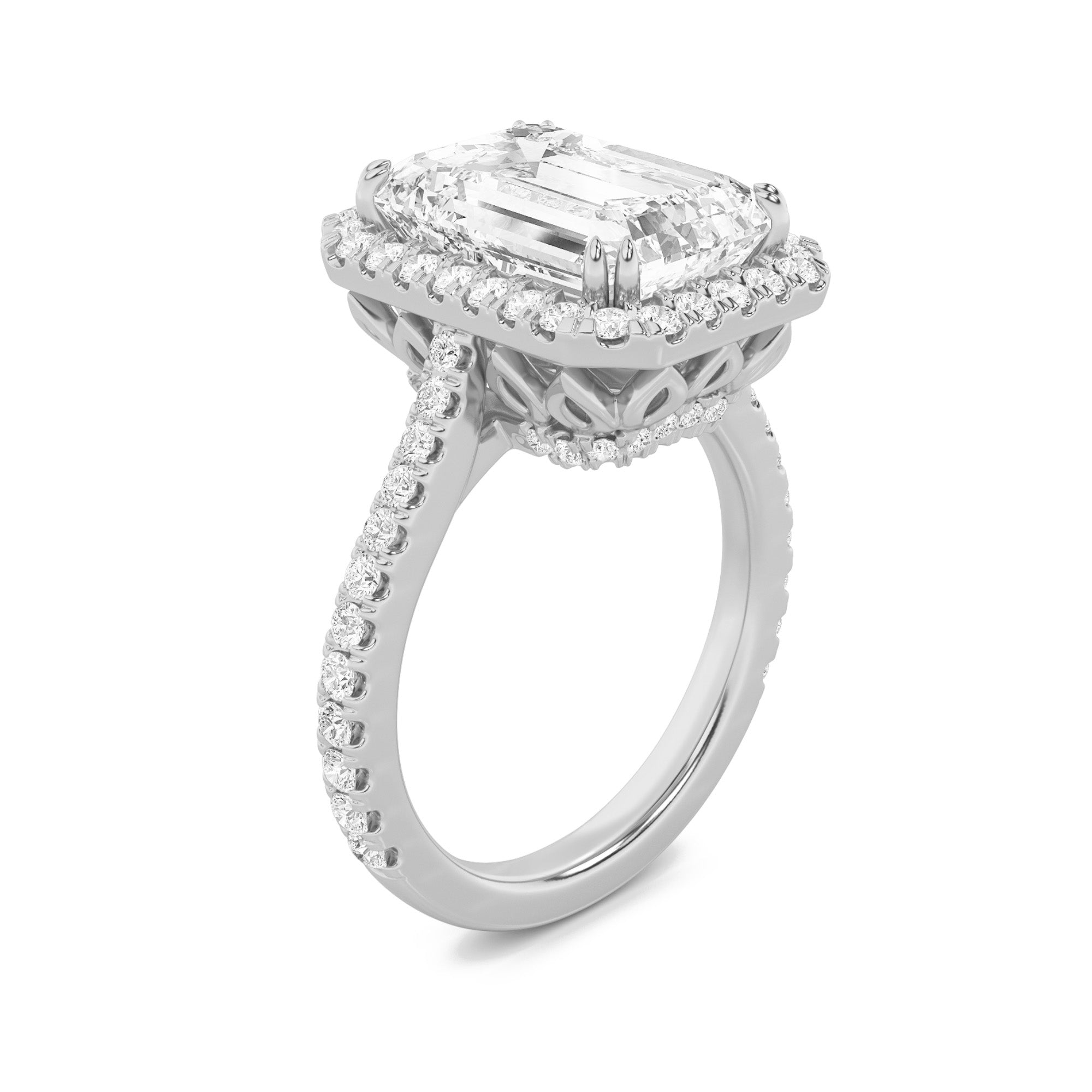6CTW Radiant Shaped Lab Grown Diamond (F/VS) Bold Accented Engagement Ring in 14K Gold