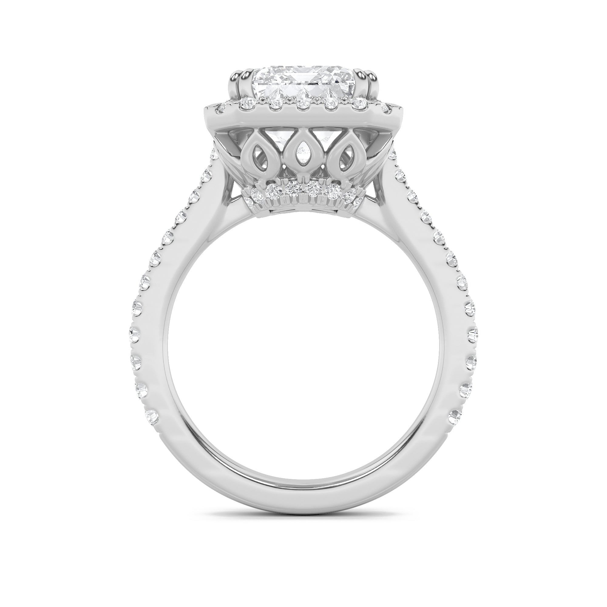 6CTW Radiant Shaped Lab Grown Diamond (F/VS) Bold Accented Engagement Ring in 14K Gold