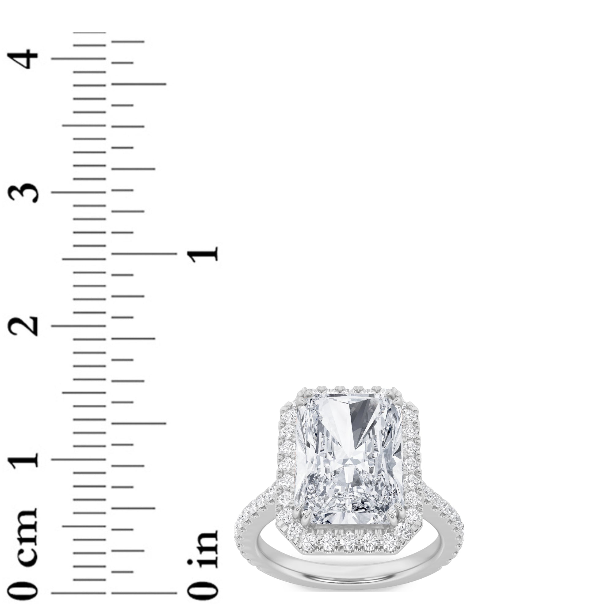 6CTW Radiant Shaped Lab Grown Diamond (F/VS) Bold Accented Engagement Ring in 14K Gold